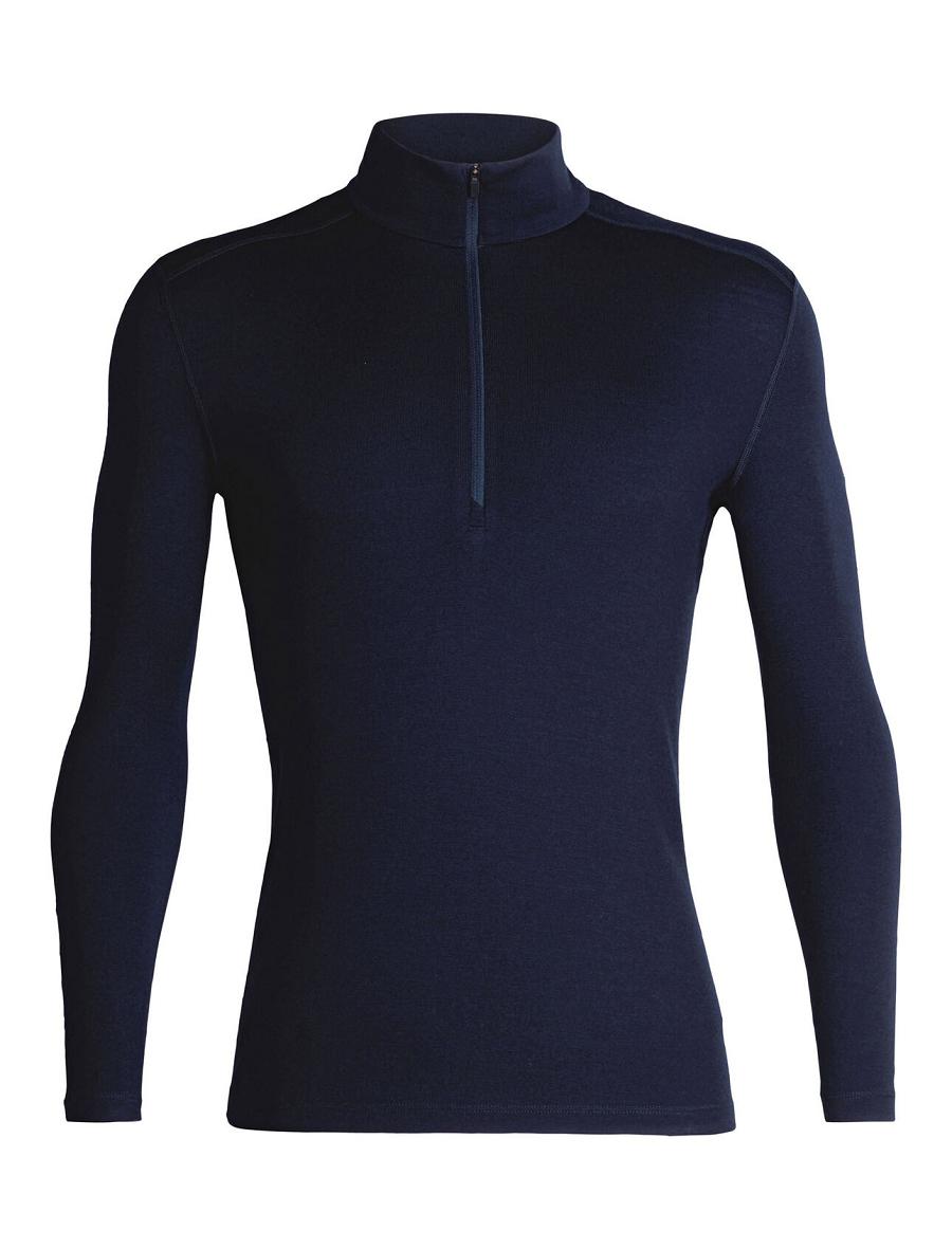 Men's Icebreaker Merino 260 Tech Long Sleeve Half Zip Thermal Top Base Layers Midnight Navy | CA 1562FDNM